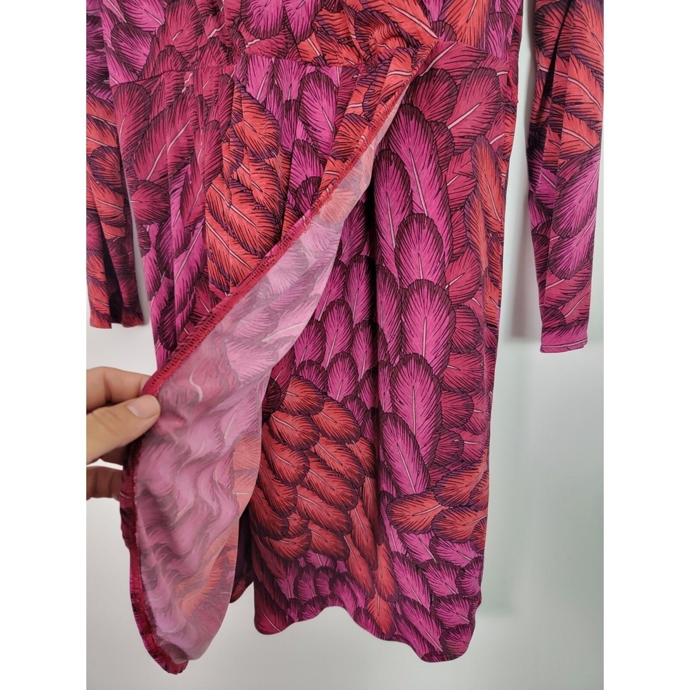 Gypsy Mara Hoffman Dress Womens Large Pink Red Feather Print Feminine Botanical - Picture 4 of 10